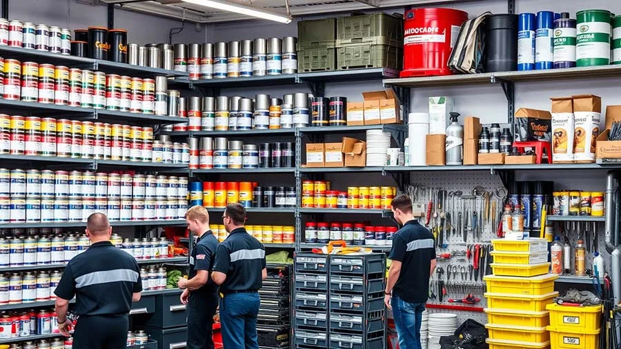 Auto body shop inventory (paint cans, supplies)