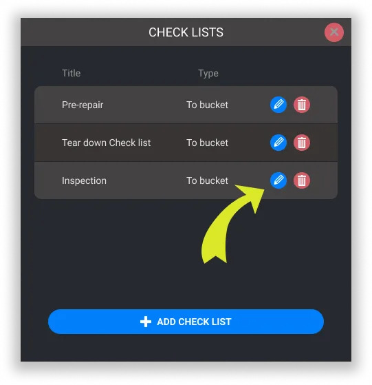 EstVis Checklists - Editing the existing checklist